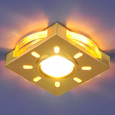 Точечный светильник Elektrostandard 1051 золото/желтая подсветка (GD/YL/Led) Biuler