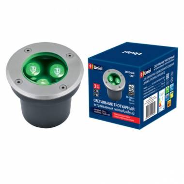 Встраиваемый в дорогу светильник Uniel(ULU) ULU-B10A-3W-GREEN IP67 GREY