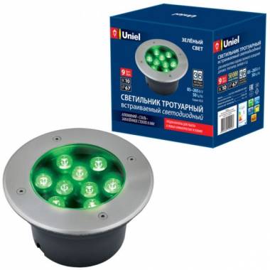 Встраиваемый в дорогу светильник Uniel(ULU) ULU-B12A-9W/GREEN IP67 GREY